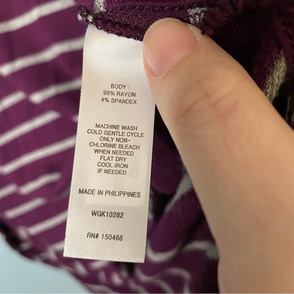 Market & Spruce Plum Purple Striped Long Sleeve Top Size M - Picture 5 of 6